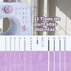 Máquina de coser multifuncional con 12 patrones de puntada – Máquina portátil doméstica para costura, remates y arreglos profesionales