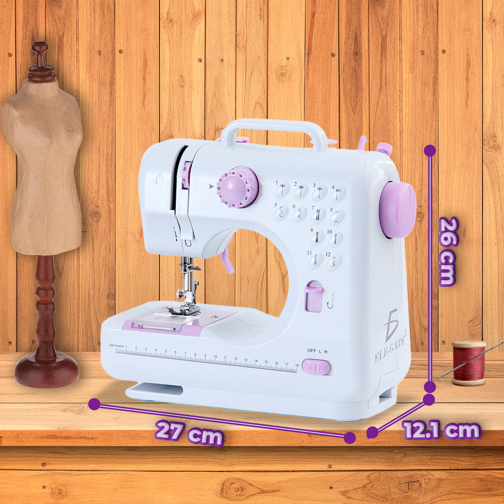 Máquina de coser multifuncional con 12 patrones de puntada – Máquina portátil doméstica para costura, remates y arreglos profesionales