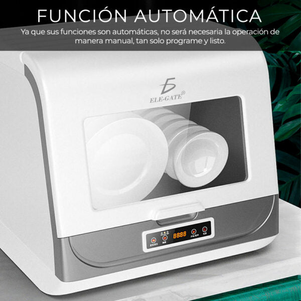 Mini Lavavajillas Automático Portátil – Lavavajillas Compacto de Mesa con Tanque de Agua y Función de Secado