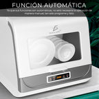 Mini Lavavajillas Automático Portátil – Lavavajillas Compacto de Mesa con Tanque de Agua y Función de Secado