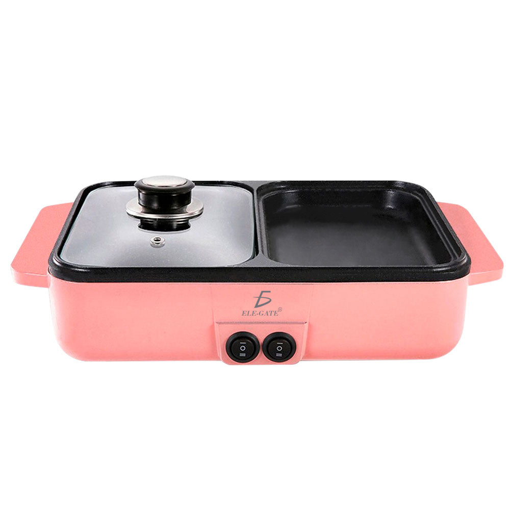 Parrilla Eléctrica 2 en 1 – Cocina y Calienta Alimentos con Doble Zona de Cocción y Control de Temperatura
