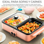 Parrilla Eléctrica 2 en 1 – Cocina y Calienta Alimentos con Doble Zona de Cocción y Control de Temperatura