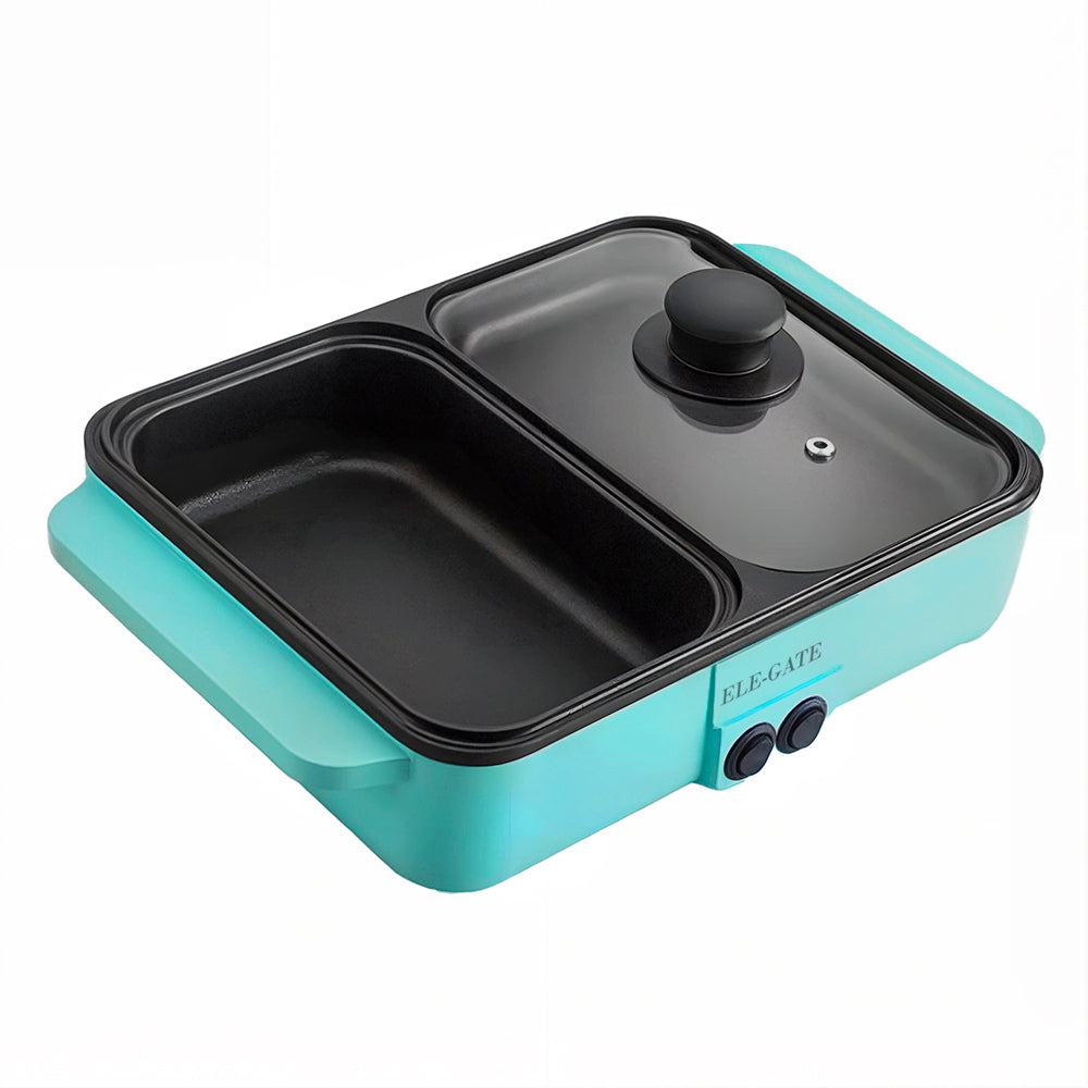 Parrilla Eléctrica 2 en 1 – Cocina y Calienta Alimentos con Doble Zona de Cocción y Control de Temperatura