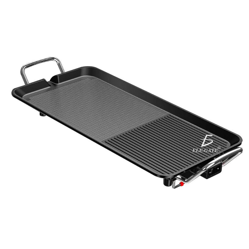Parrilla Grande de Cocina 48×28 cm – Comal Antiadherente de Acero con Asas para Gas y Eléctrico