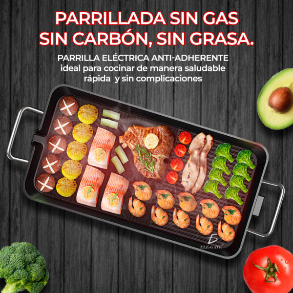Parrilla Grande de Cocina 48×28 cm – Comal Antiadherente de Acero con Asas para Gas y Eléctrico