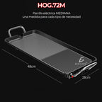 Parrilla Grande de Cocina 48×28 cm – Comal Antiadherente de Acero con Asas para Gas y Eléctrico