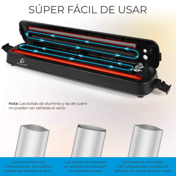 Máquina de Sellado al Vacío Automática – Selladora de Alimentos con Función de Succión y Bolsas Incluidas