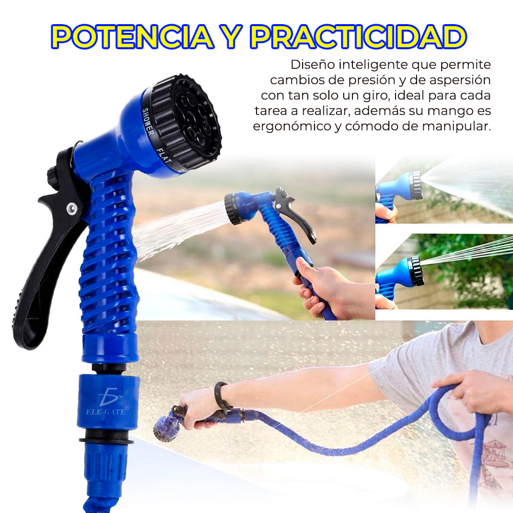 Manguera Flexible Expandible 7.5 Metros con Pistola de Riego – Ligera, Antidobleces y Cómoda de Usar
