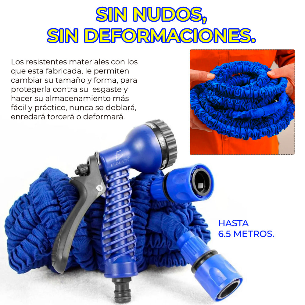 Manguera Flexible Expandible 7.5 Metros con Pistola de Riego – Ligera, Antidobleces y Cómoda de Usar