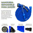 Manguera Flexible Expandible 7.5 Metros con Pistola de Riego – Ligera, Antidobleces y Cómoda de Usar