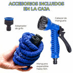 Manguera flexible expandible 15 m con pistola rociadora – Manguera de jardín antifugas y ligera, ideal para riego, limpieza y exteriores