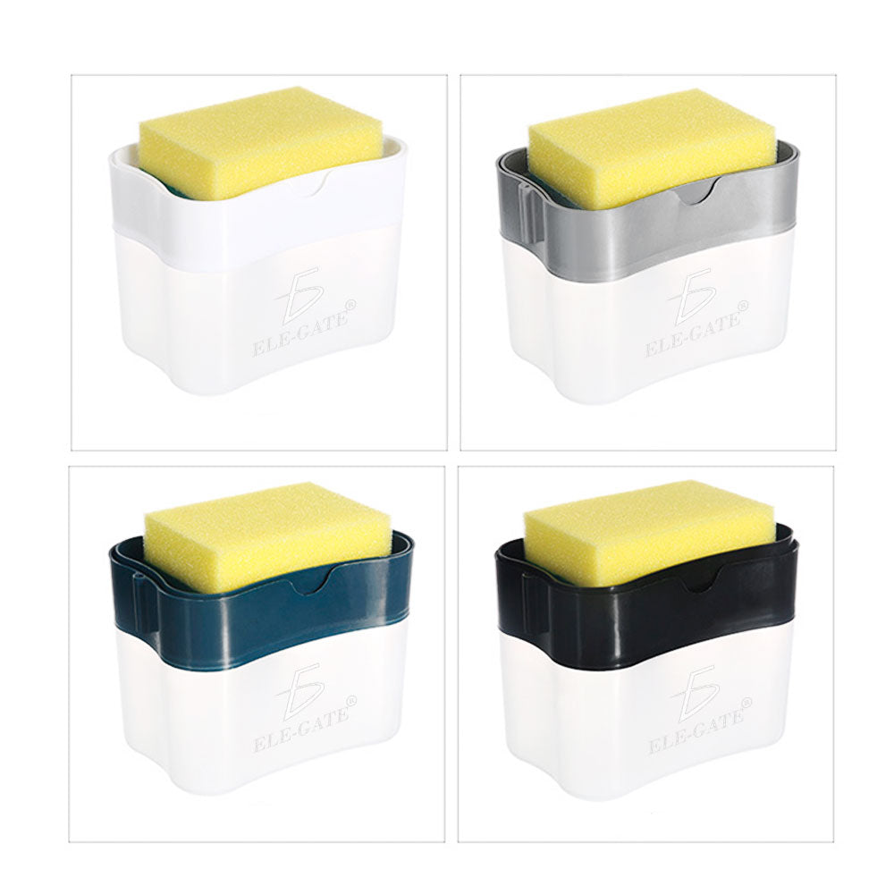 Dispensador de Jabón con Fibra para Cocina – Limpieza Fácil y Dosificación Automática de Líquido o Gel