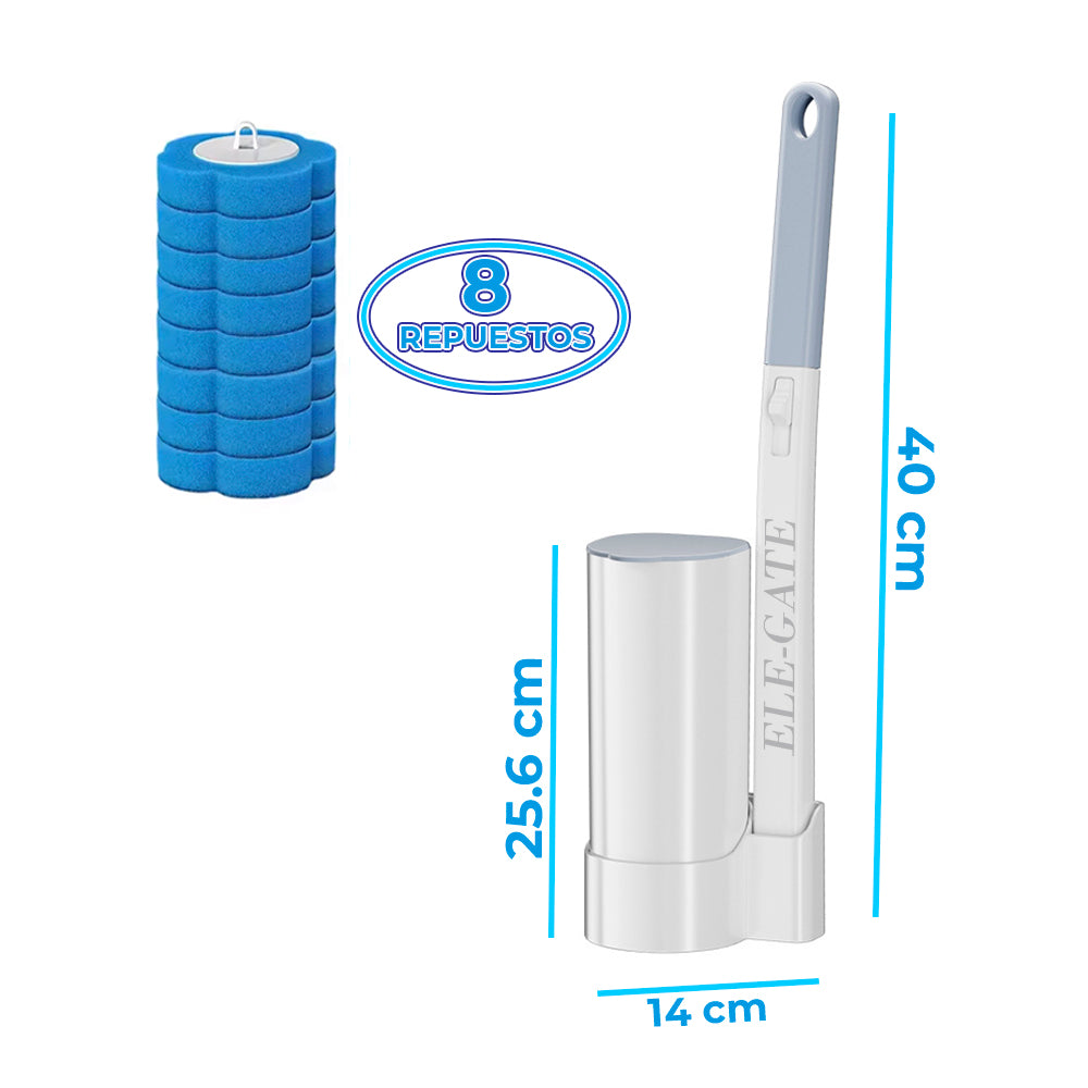 Cepillo para Baño con 8 Fibras Intercambiables y Desechables – Limpieza Profunda, Higiénico y Reutilizable
