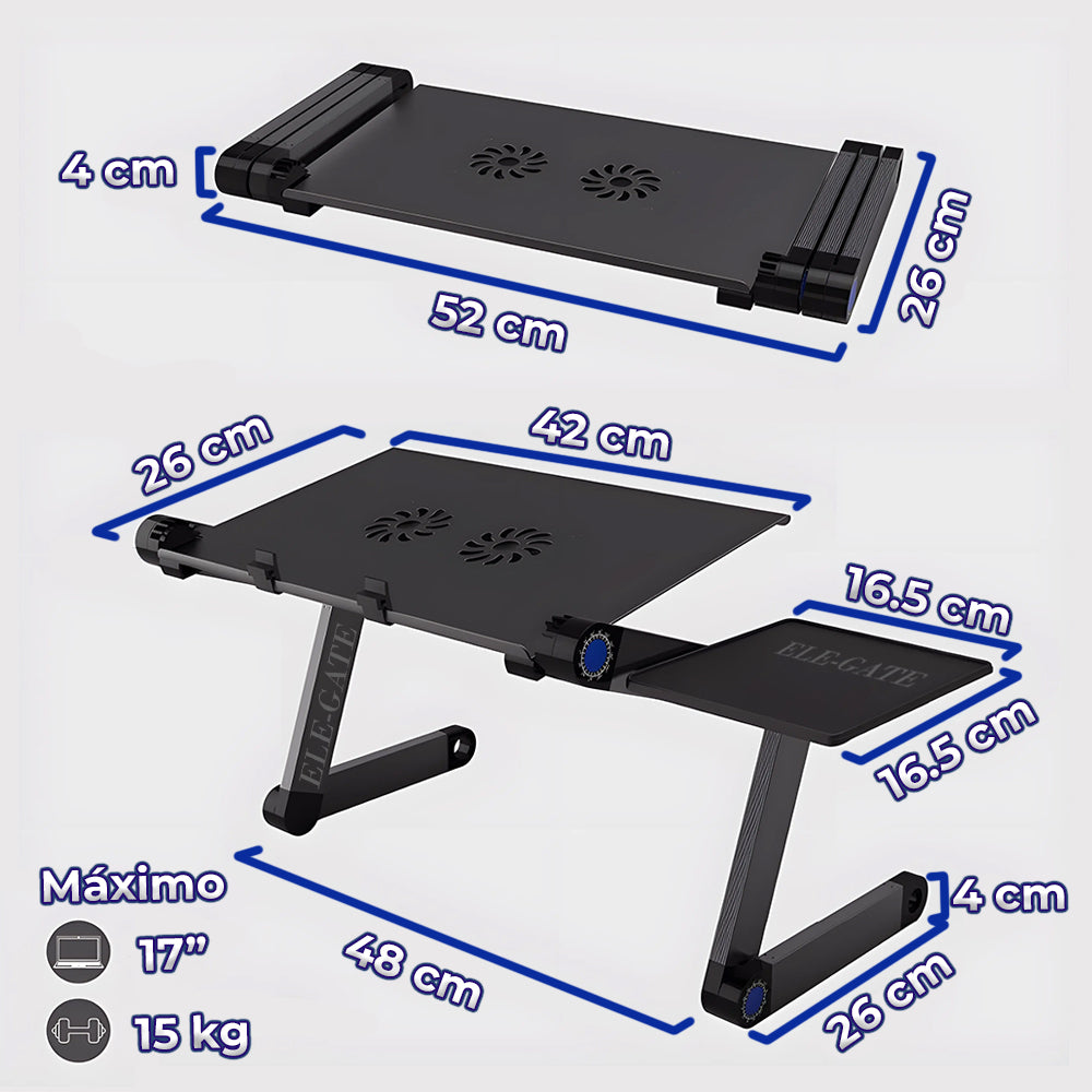 Mesa para Laptop reclinable y ergonómica – Base refrigerada 2 ventiladores + soporte para mouse