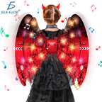 Alas de Maléfica con Movimiento, Luz RGB y Sonido Realista — Disfraz Interactivo de Fantasía para Niños y Adultos