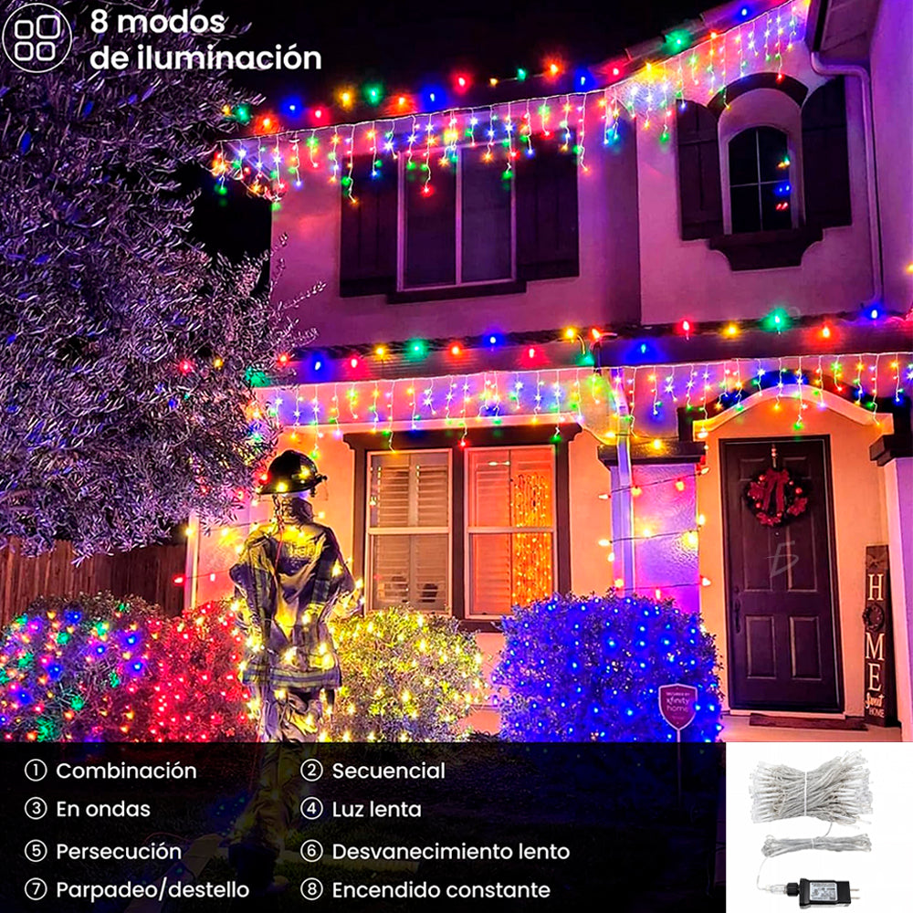 Cascada de Luz LED 4 Metros RGB Impermeable | Luces Decorativas Multicolor para Interior y Exterior