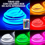 Tira de Luz LED RGB Neón 5M IP65 – Flexible, Impermeable y Control Bluetooth con App y Control Remoto