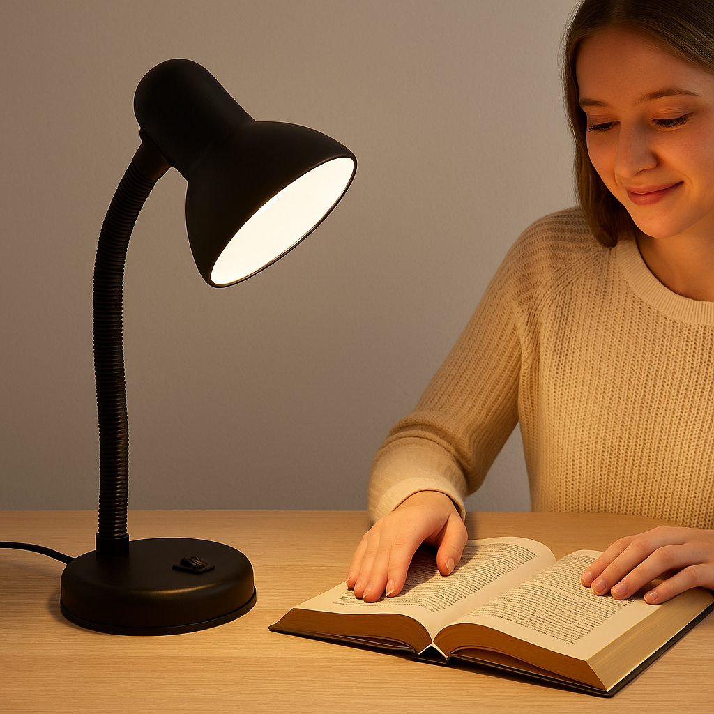 Luminario de Escritorio Flexible con Base Estable | Lámpara Portátil para Estudio y Oficina