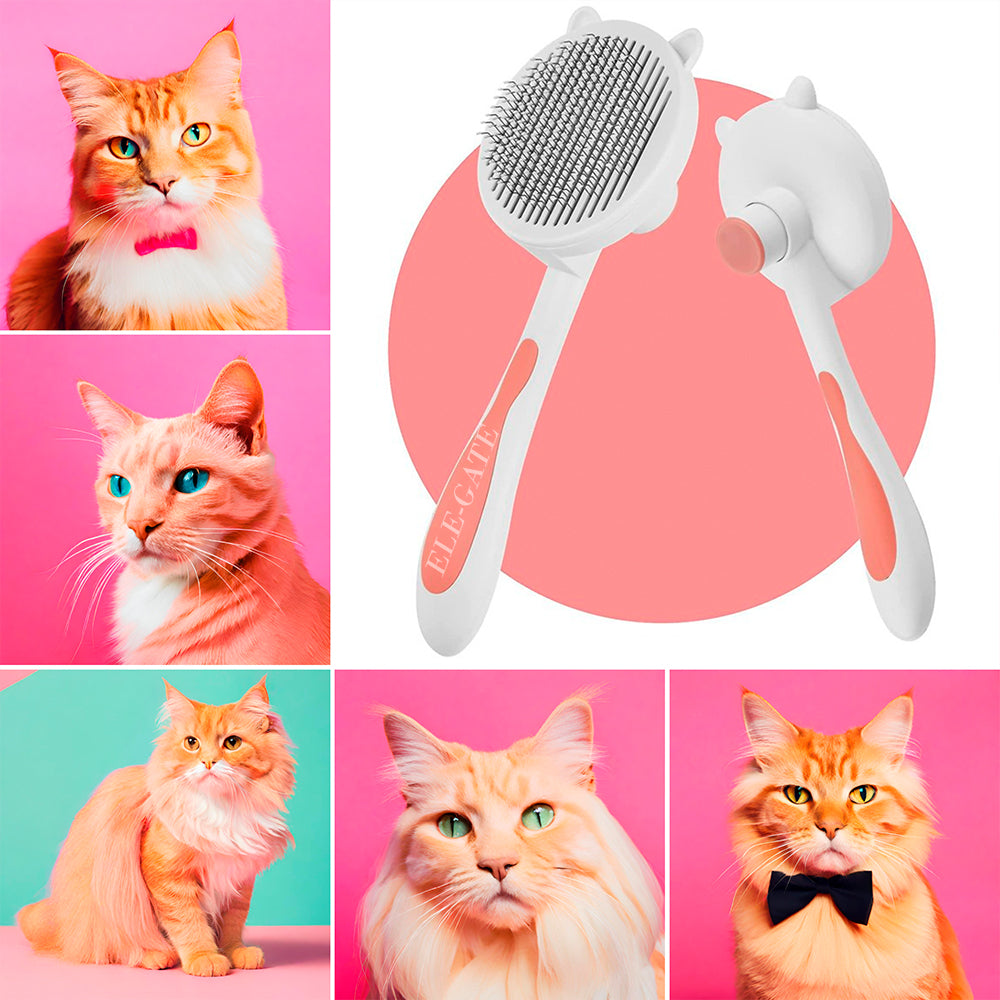 Cepillo para Mascota Autolimpiable con Forma de Gatito – Peine Suave para Perros y Gatos
