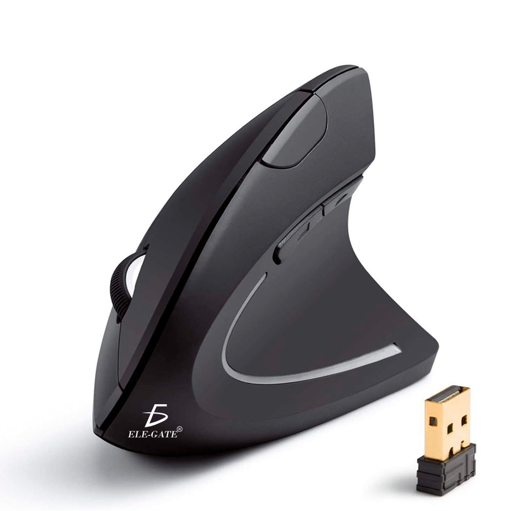 Mouse vertical inalámbrico ergonómico – diseño tipo “handshake”, conexión 2.4 GHz / Bluetooth, ideal para oficina y uso prolongado