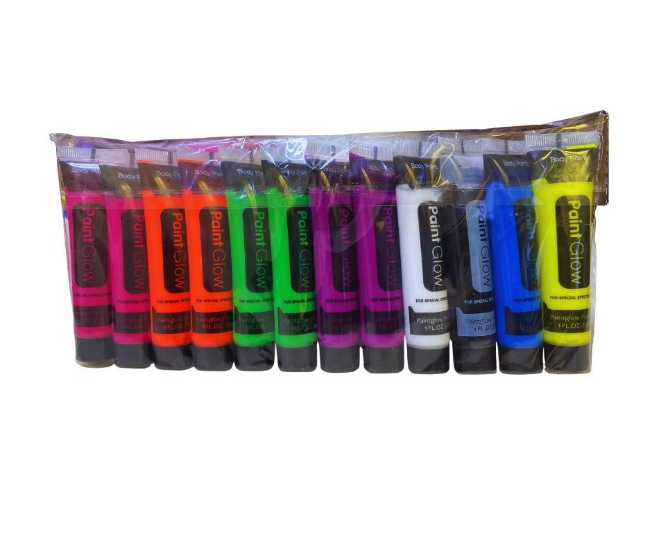 Pintura Neón Fluorescente para Cuerpo y Rostro – Brilla con Luz UV en Fiestas, Shows y Eventos