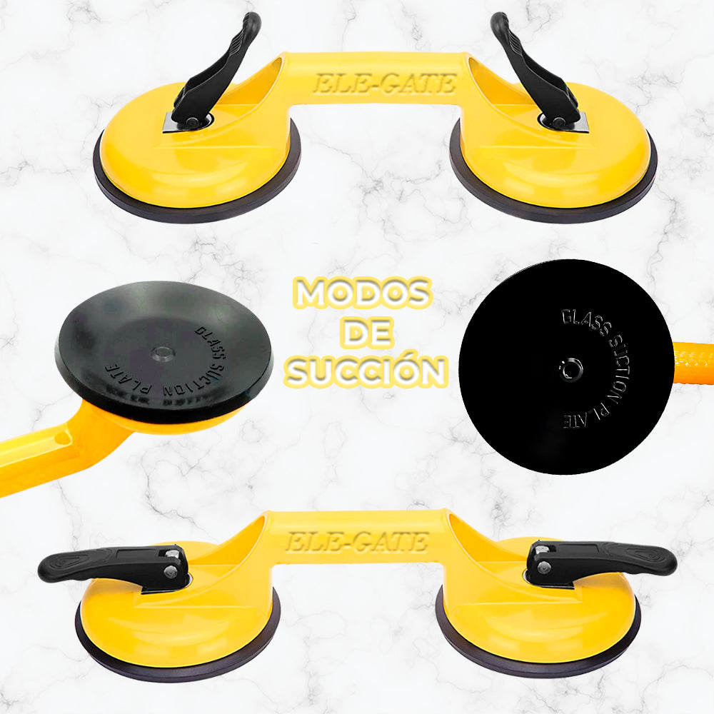 Ventosa doble de succión con seguros reforzados – Herramienta profesional para levantar y mover vidrio, metal, azulejos o superficies lisas
