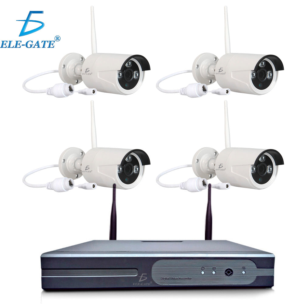 Kit de 4 Cámaras Inalámbricas con DVR – Sistema de Seguridad Exterior Full HD con Visión Nocturna y Acceso desde App