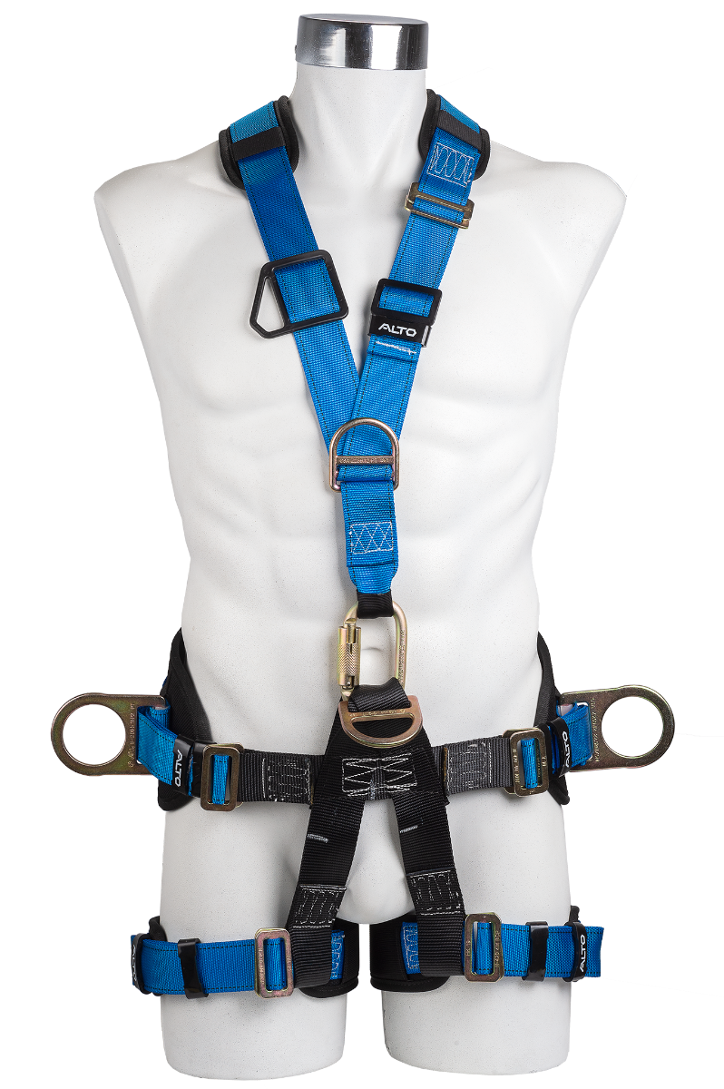 Arnés de posicionamiento 5 puntos A3 Alto Altura Segura – Cuerpo completo, cintas 45 mm, 4 anillos «D», para trabajos en altura