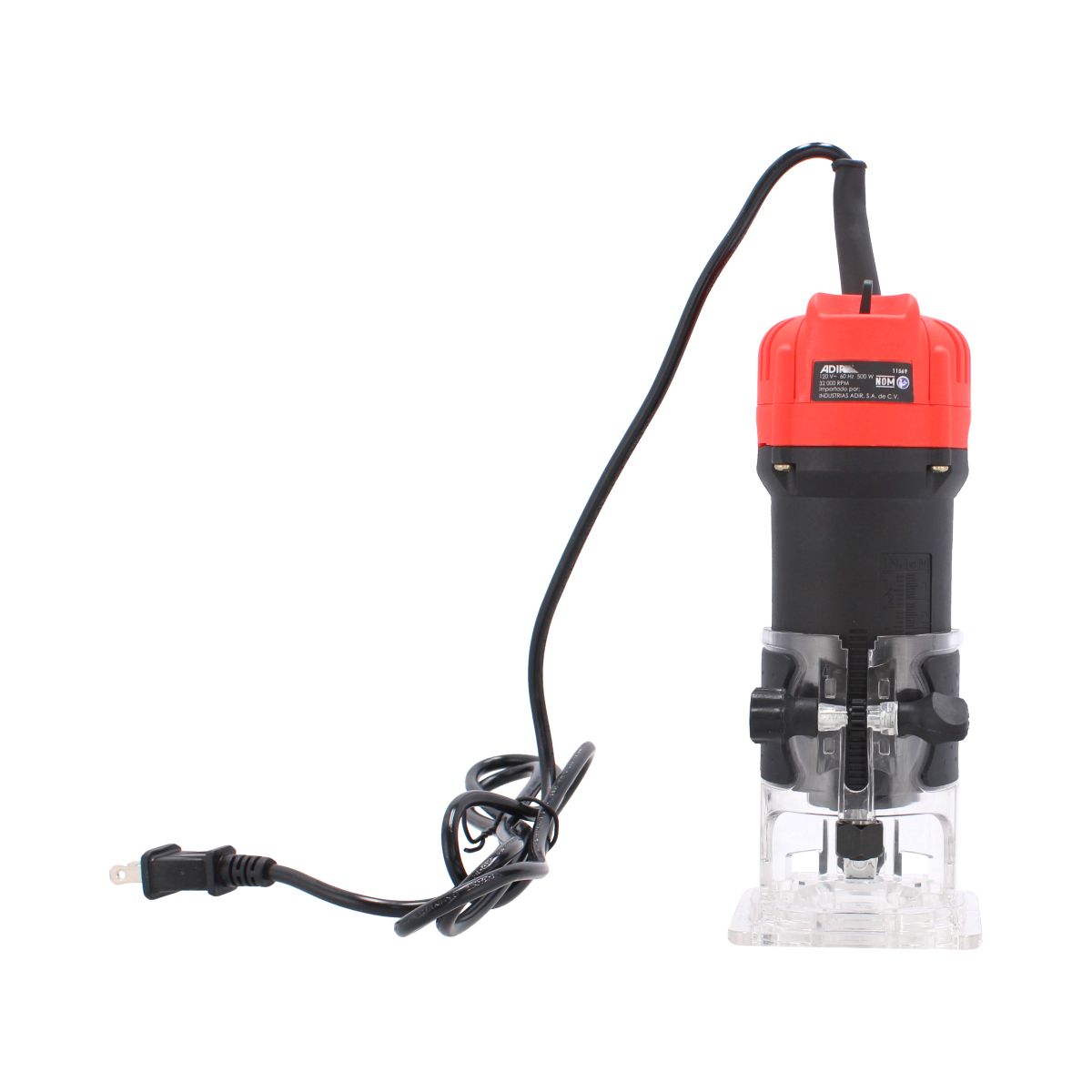 Router Adir 11569 de 500 W – Rebajadora y Recortadora Eléctrica para Madera con Base Transparente y Precisión Profesional