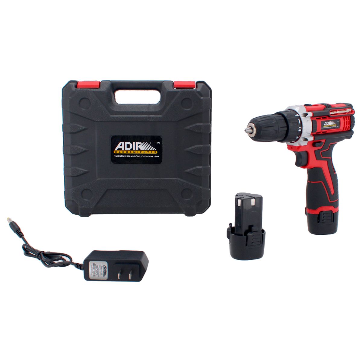 Taladro Inalámbrico Adir 11573 12V – Atornillador Recargable con 2 Velocidades, Batería y Maletín Profesional