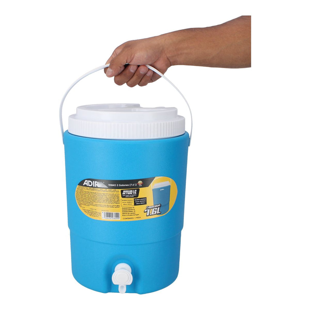Termo Adir 12120 de 2 Galones – Enfriador Portátil para Agua y Bebidas con Tapa Hermética y Aislamiento Térmico