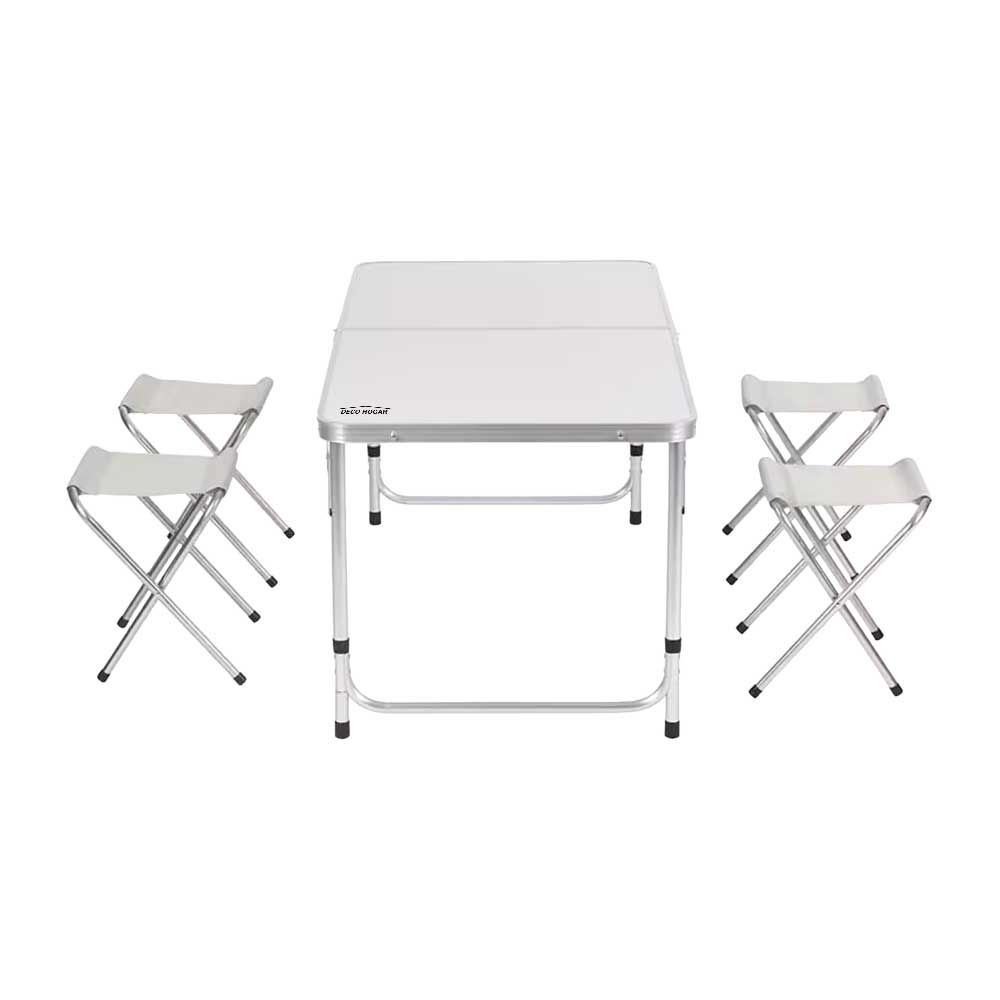 Mesa Plegable 120 cm con 4 Bancos Deco Hogar 12139 – Práctica, Portátil y Resistente