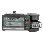 Horno Desayunador Eléctrico 3 en 1 Silver Master 17051 – Tostador, Cafetera y Sartén Antiadherente