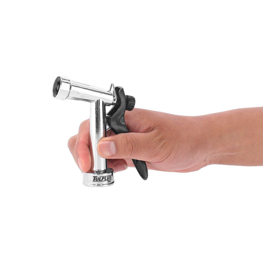 Pistola Metálica Tulplus 3803 de 4-1/2” (114 mm) – Boquilla para Riego con Flujo Ajustable y Gatillo Ergonómico