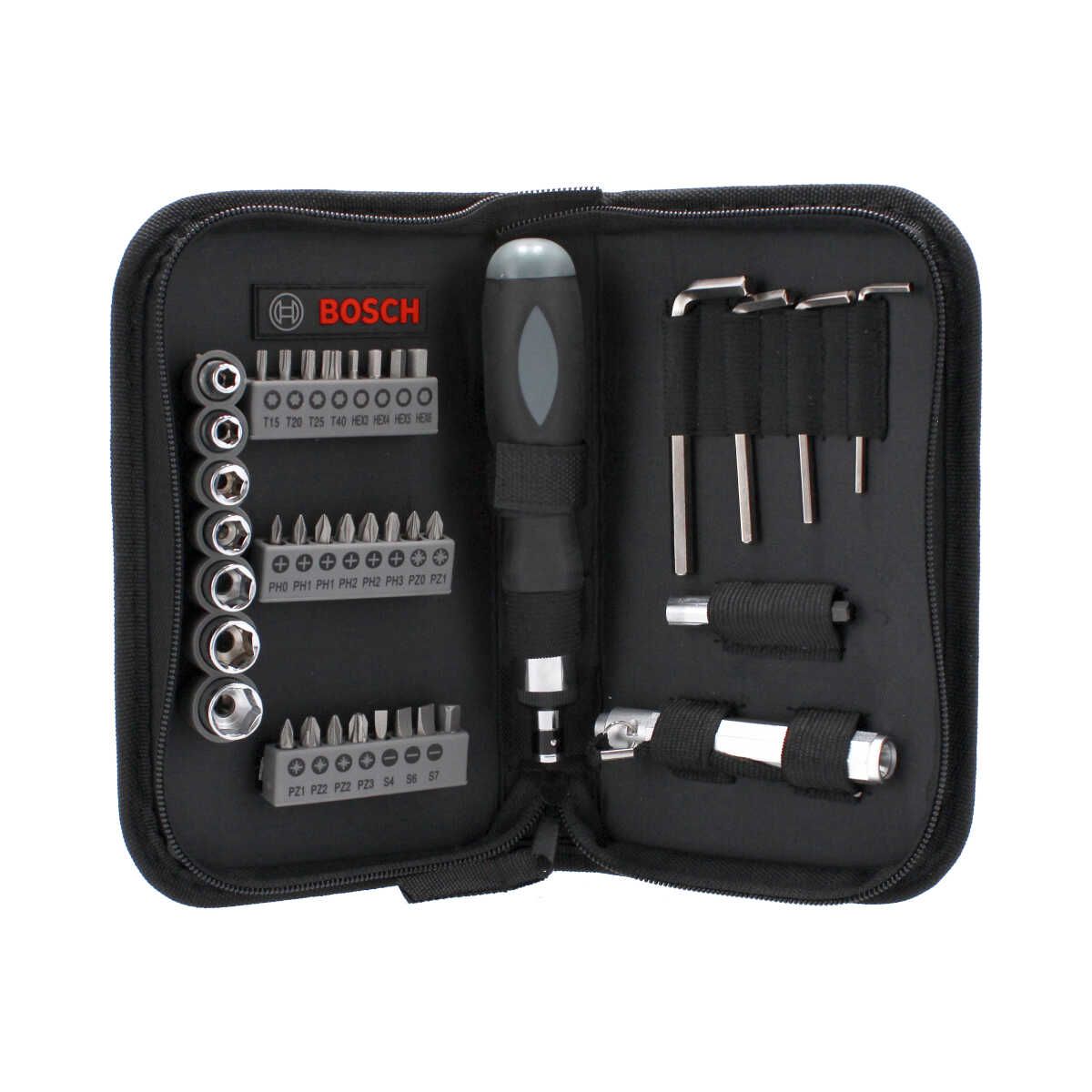 Juego Bosch 2 607 017 511 de 38 Piezas – Set de Puntas con Linterna LED y Adaptador Magnético Profesional