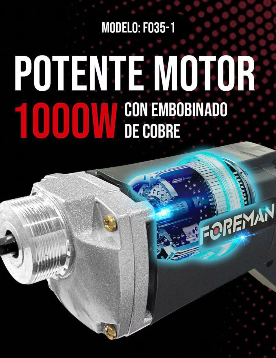 Vibrador de Concreto FOREMAN 1FO35 de 1000W – Profesional con Manguera 1.5 m para Compactación de Cemento
