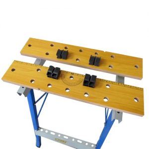 Mesa de Trabajo Portátil WE1525 Plegable con Regla Métrica, Mordazas Ajustables y Superficie Antideslizante