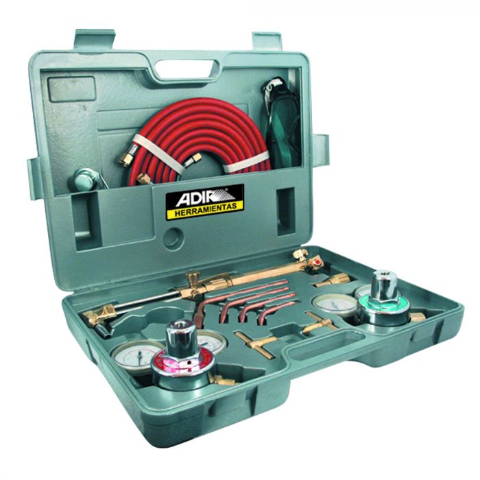 Equipo de Soldadura y Corte Autógeno con Estuche AD-806 Adir | Kit Profesional Oxiacetileno Portátil para Metalurgia y Taller
