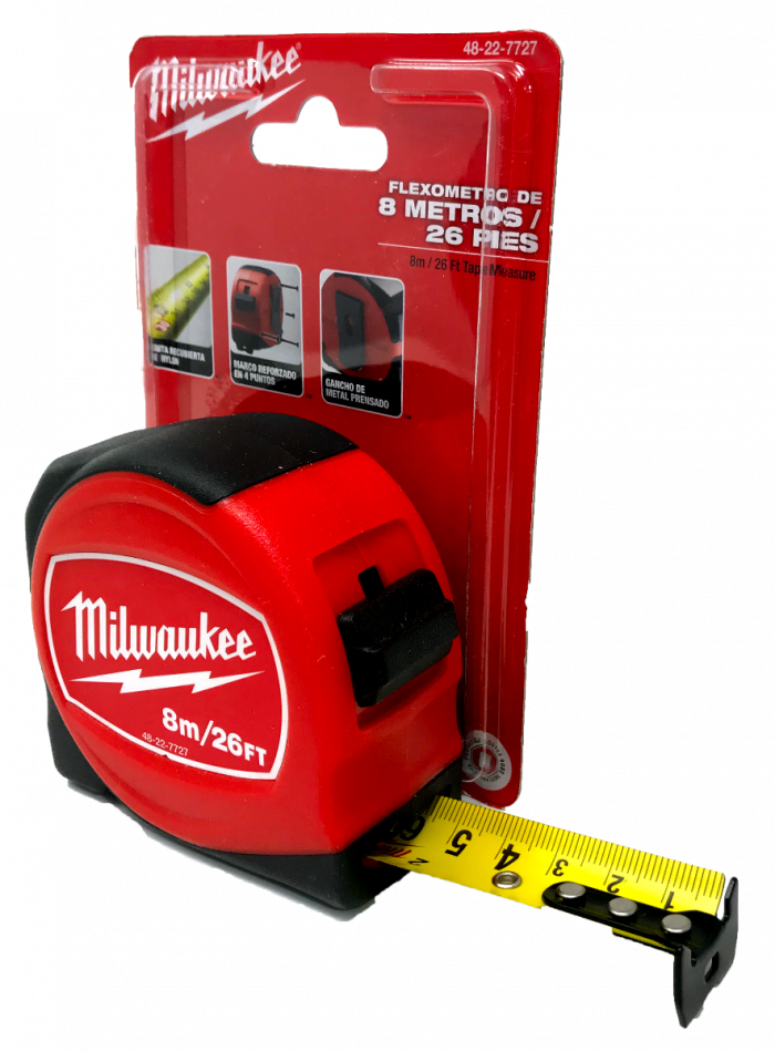 Flexómetro 8 Metros Magnético Profesional con Cinta Reforzada 48-22-7727 Milwaukee