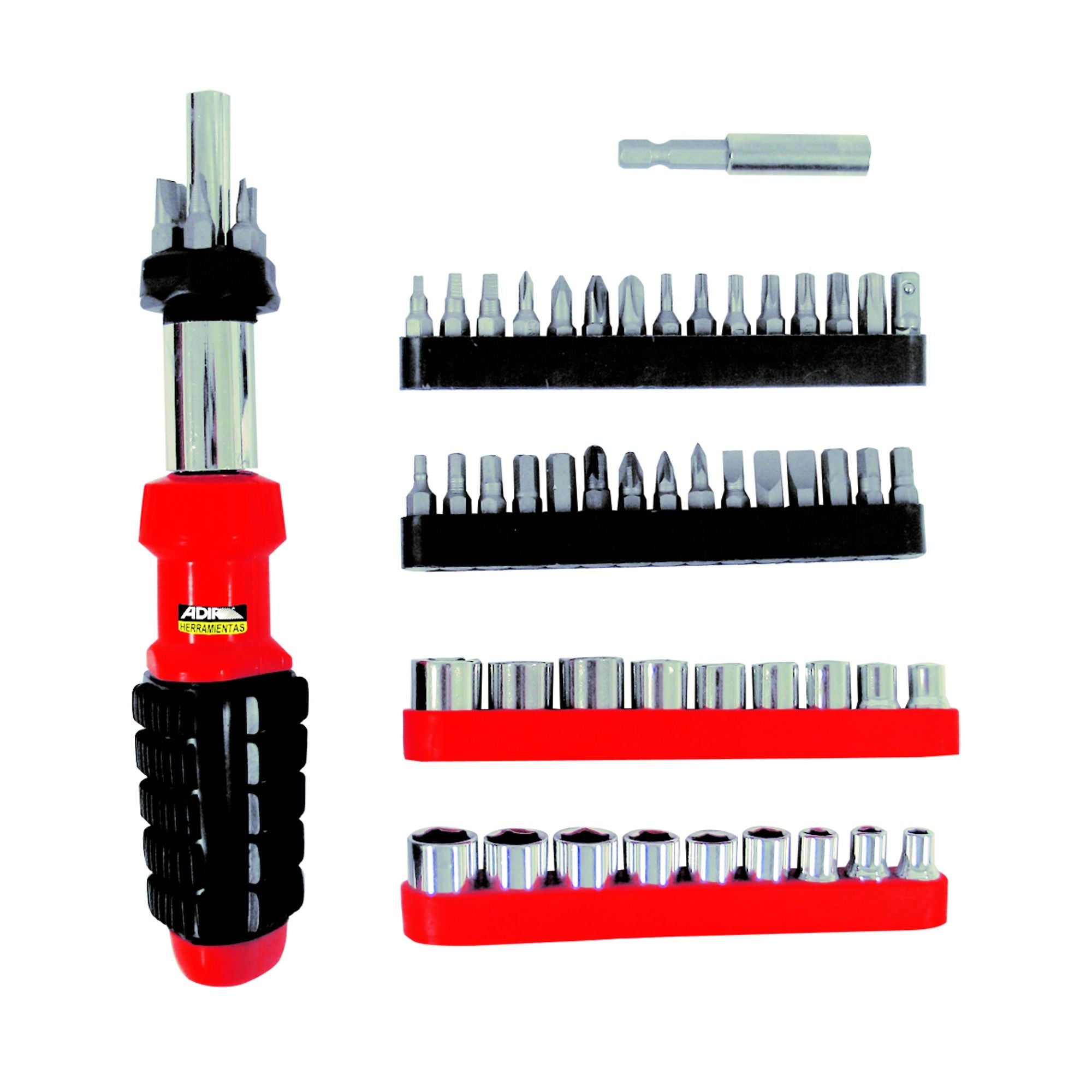 Juego de Desarmadores con Puntas Intercambiables 61 Pzs ADIR AD-789 | Kit Matraca + Accesorios Completo