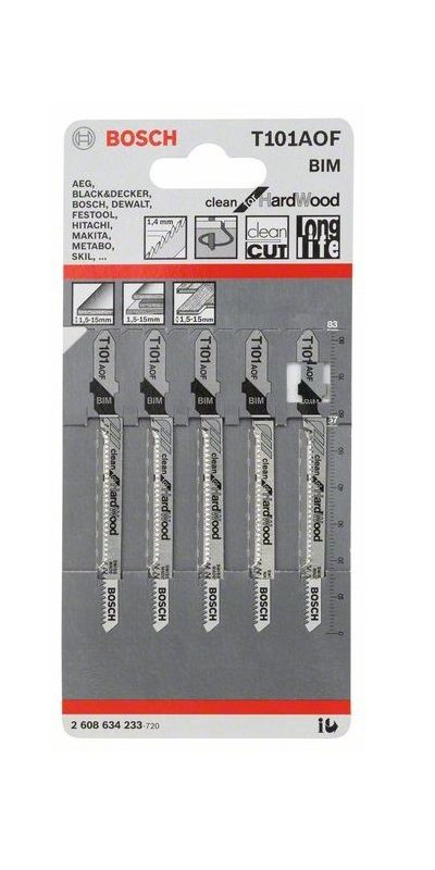 Segueta para Caladora Bosch T101BIF / T101AOF / T234X – Juego de Hojas de Corte Fino para Madera, Metal y Acrílico