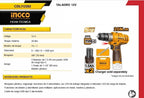 Taladro Atornillador Inalámbrico Ingco CDLI12202 12V 3/8” con 2 Baterías, Cargador Rápido y Estuche Profesional