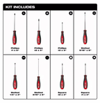 Juego de Desarmadores 8 Piezas Milwaukee 48-22-2718 | Mango Tri-Lóbulo, Punta Magnetizada + Cuadrada