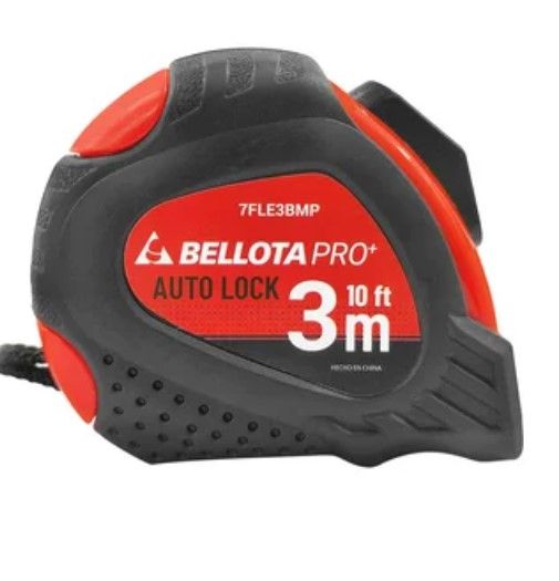 Flexómetro Profesional 3 Metros con Cinta Reforzada y Clip Metálico 7FLE3BMP Bellota