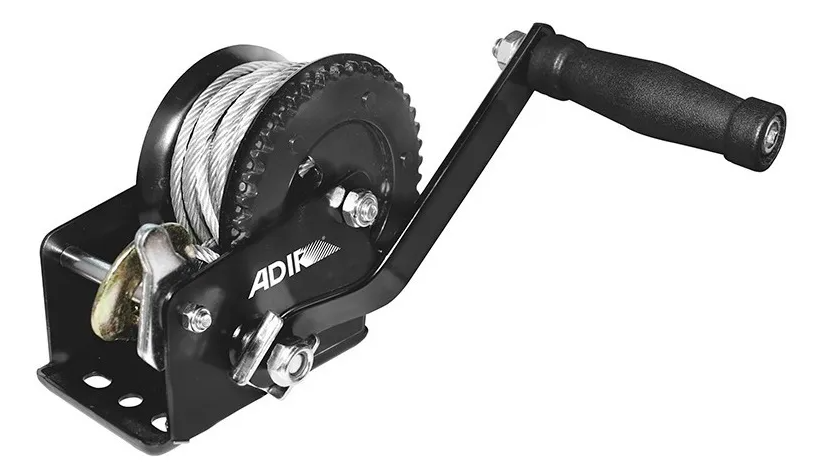 Malacate tipo winch manual 1/2 tonelada ADIR 11457 – Elevador de carga portátil con cable de acero y gancho reforzado para remolque, taller o uso industrial