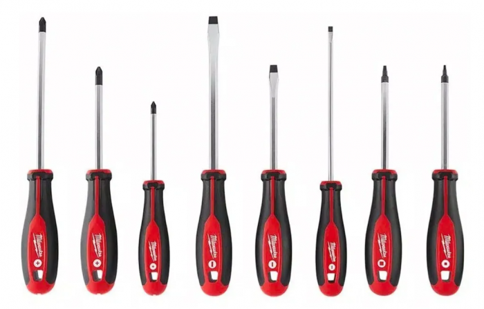 Juego de Desarmadores 8 Piezas Milwaukee 48-22-2718 | Mango Tri-Lóbulo, Punta Magnetizada + Cuadrada