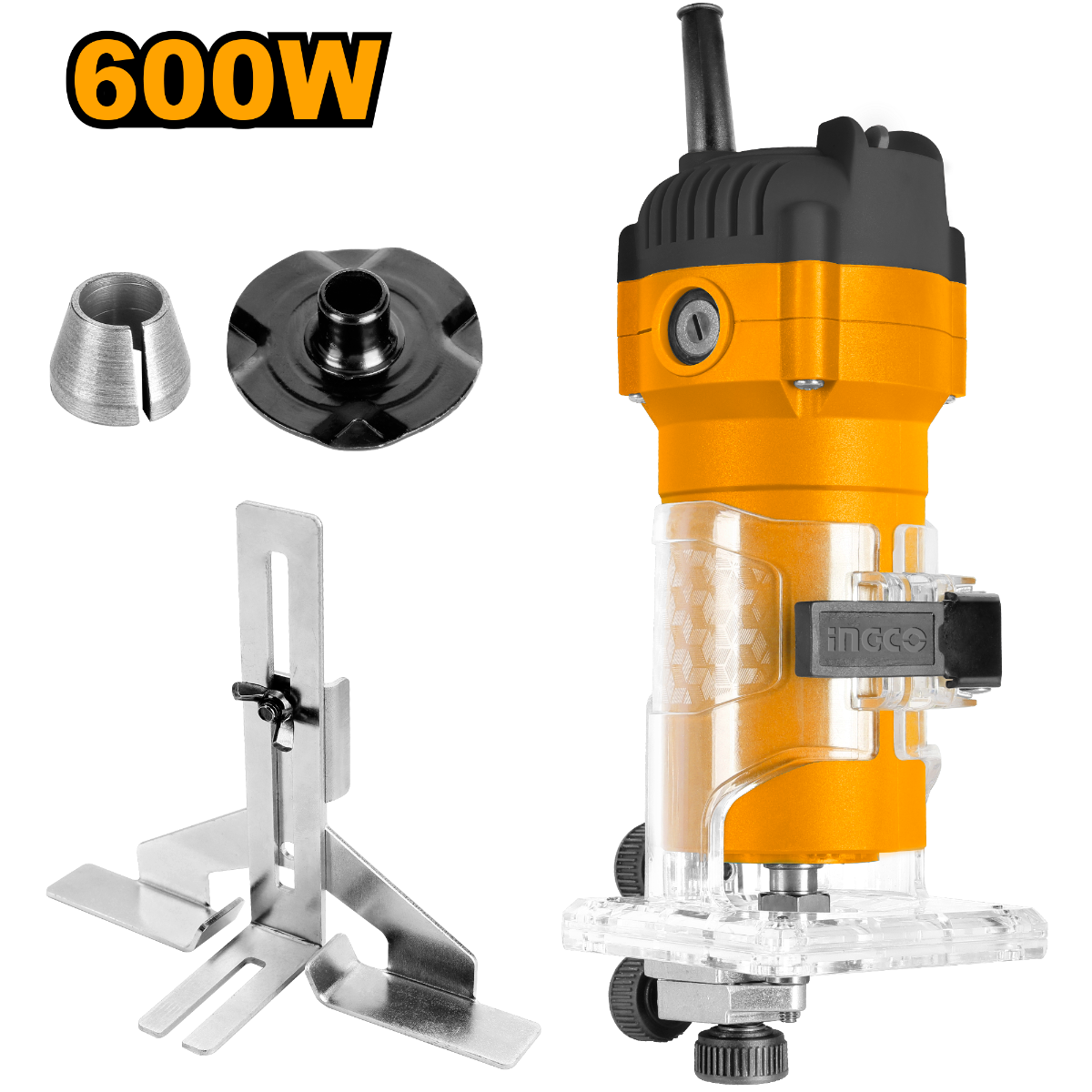 Router Ingco UPLM6001 1/4” 600W con Base Ajustable y Guía Lateral para Carpintería y Acabados Profesionales