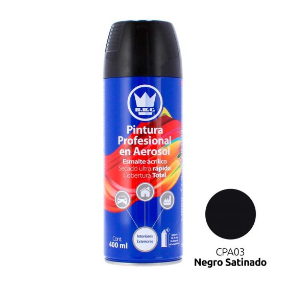 Pintura acrílica en aerosol negro mate 400 ml CPA01 Corona – Acabado profesional, alta cobertura para madera, metal, plástico y automotriz