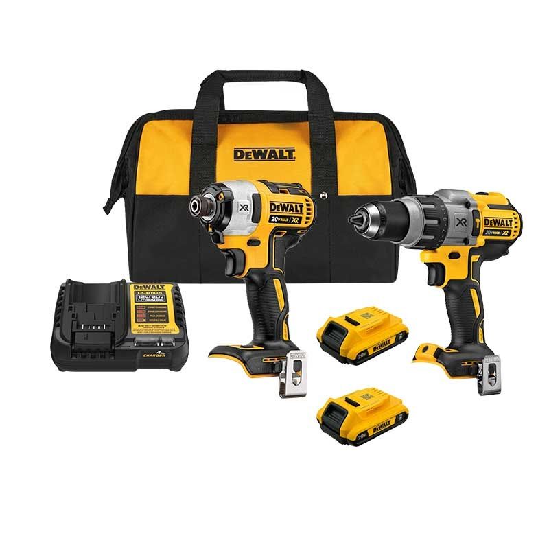 Combo DeWalt DCK2490D2 20V Brushless con Rotomartillo DCD805 y Atornillador de Impacto DCF887 Profesional con 2 Baterías y Cargador