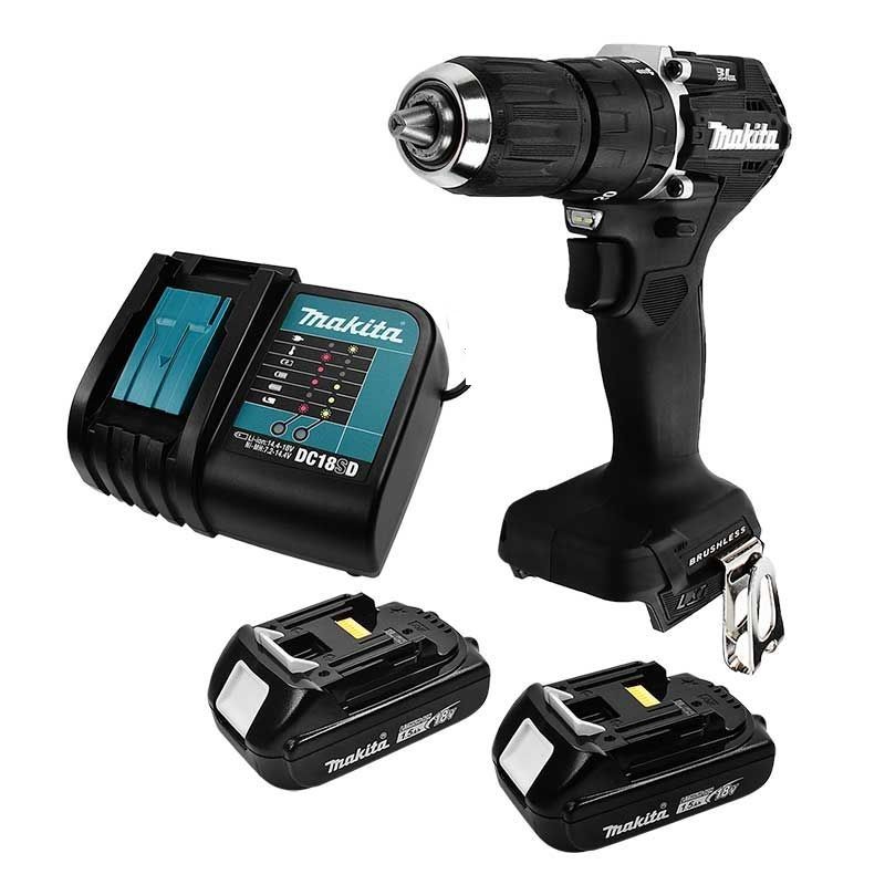 Rotomartillo Inalámbrico Makita DHP487YX2B 18V Brushless con 2 Baterías 3.0Ah, Cargador Rápido y Maletín Profesional